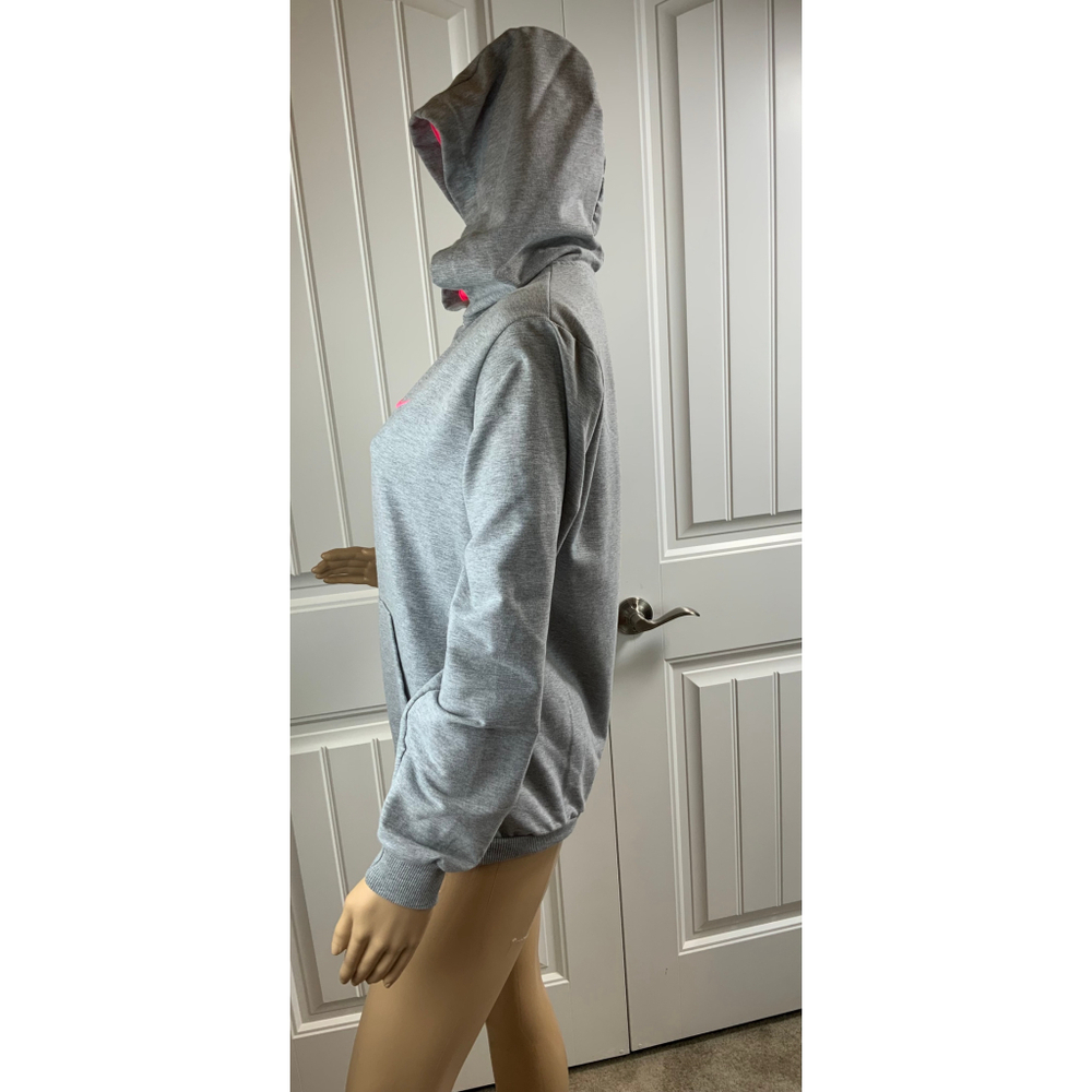 Nike Women's Gray Full Zip Hoodie Size 16 Yas Hot Pink Embroidered Logo Athletic - Picture 9 of 12